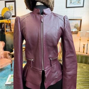 Women's Burgandy Genuine Leather Jacket XS